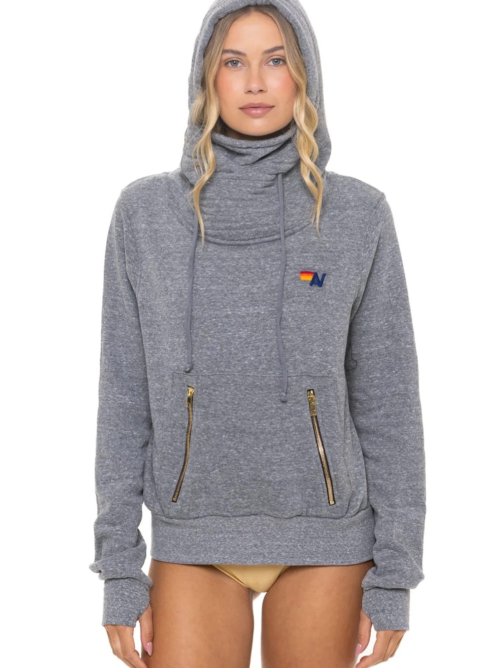 AVIATOR NATION NINJA PULLOVER HOODIE - HEATHER GREY